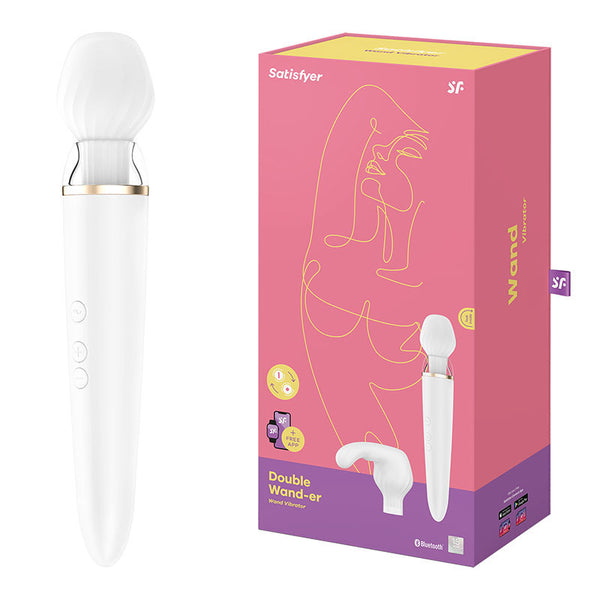 Satisfyer Double Wand-er -  USB Rechargeable Massager Wand with Attachment