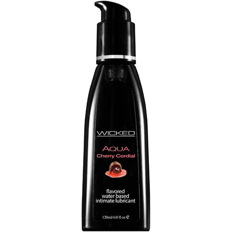 Wicked Aqua Cherry Cordial - Cherry Cordial Flavoured Water Based Lubricant - 120 ml (4 oz) Bottle