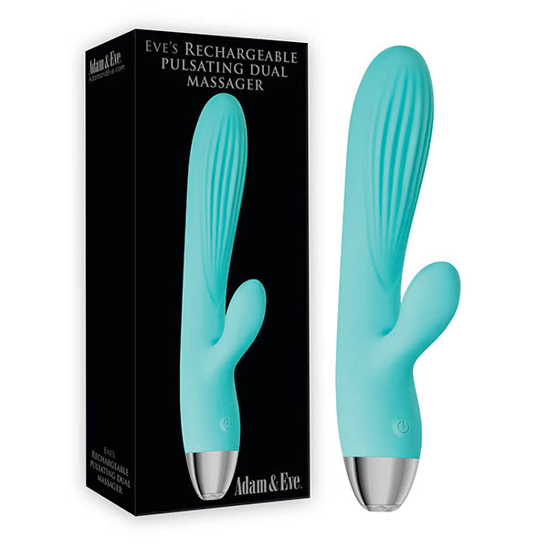 Adam & Eve Eve's Rechargeable Pulsating Dual Massager - Teal 20.3 cm (8'') USB Rechargeable Rabbbit Vibrator