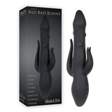 Adam & Eve Eve's Bad Bad Bunny - Black 24 cm (9.5'') USB Rechargeable Rabbit Vibrator with Anal Tickler & Beaded Shaft