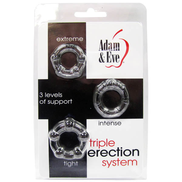 Adam & Eve Triple Erection System -  Cock Rings - Set of 3