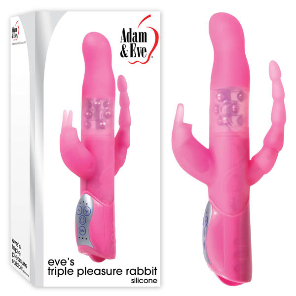 Adam & Eve Eve's Triple Pleasure Rabbit - Pink 25.4 cm (10'') Rabbit Vibrator with Anal Tickler