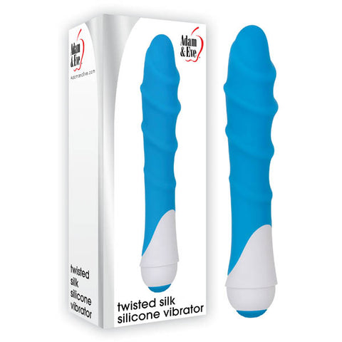 Adam & Eve Twisted Silk Silicone Vibrator - Blue 19 cm (7.5'') Vibrator