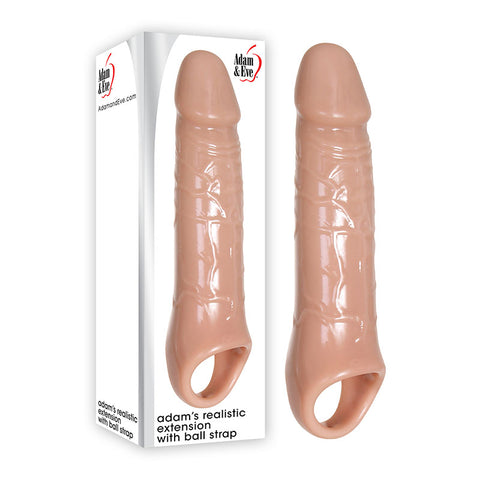 Adam & Eve Realistic Extension with Ball Strap - Flesh Extender Sleeve