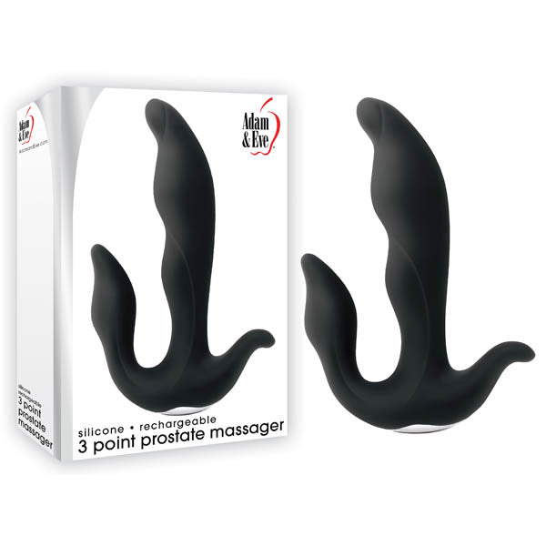 Adam & Eve 3-Point Prostate Massager - Black USB Rechargable Vibrating Prostate Massager