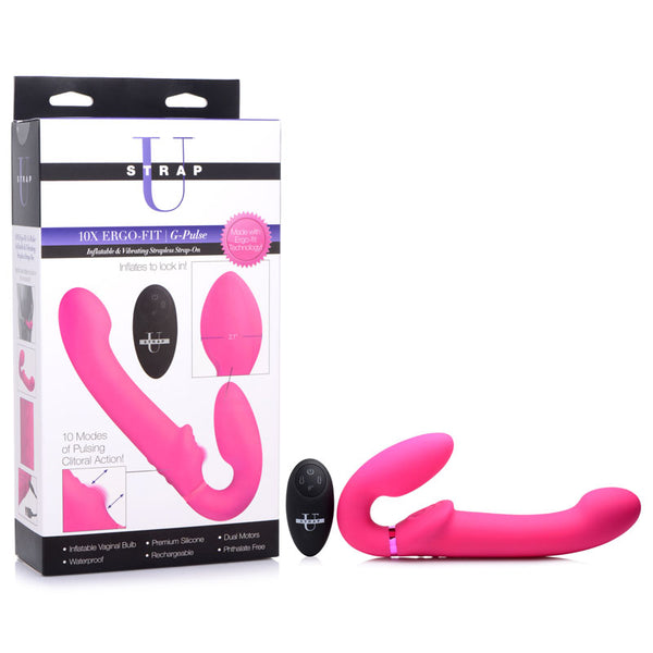 Strap-U 10X G-Pulse Ergo-Fit -  24.6 cm USB Rechargeable Strapless Strap-On with Remote