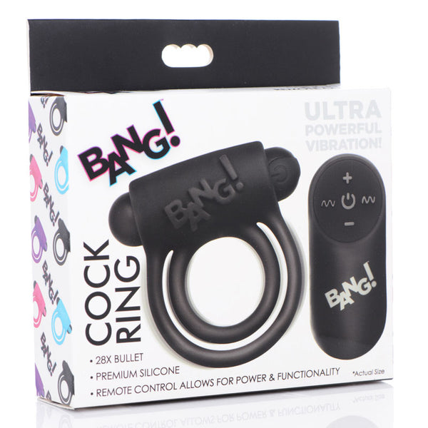 Bang! Silicone Cock Ring & Bullet -  USB Rechargeable Vibrating Cock Ring with Wireless Remote