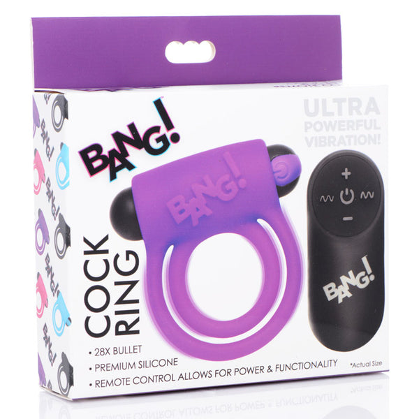 Bang! Silicone Cock Ring & Bullet -  USB Rechargeable Vibrating Cock Ring with Wireless Remote