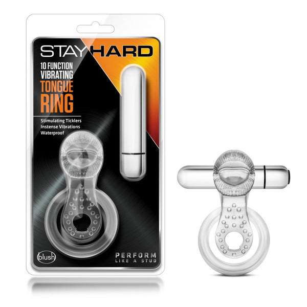 Stay Hard 10-Function Vibrating Tongue Ring -  Vibrating Cock & Ball Ring