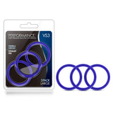 Performance VS3 Pure Premium Silicone Cockrings - Indigo  Large Cock Rings - Set of 3