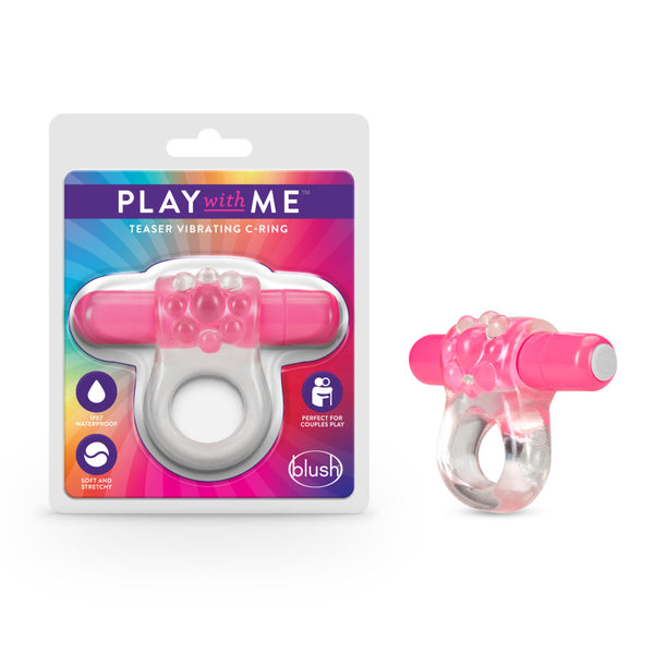 Play With Me Teaser Vibrating C-Ring - Clear/ Vibrating Cock Ring