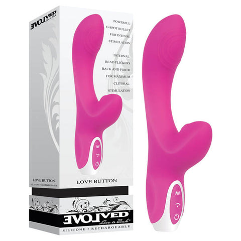 Love Button - Pink 19 cm (7.5'') USB Rechargeable Rabbit Vibrator