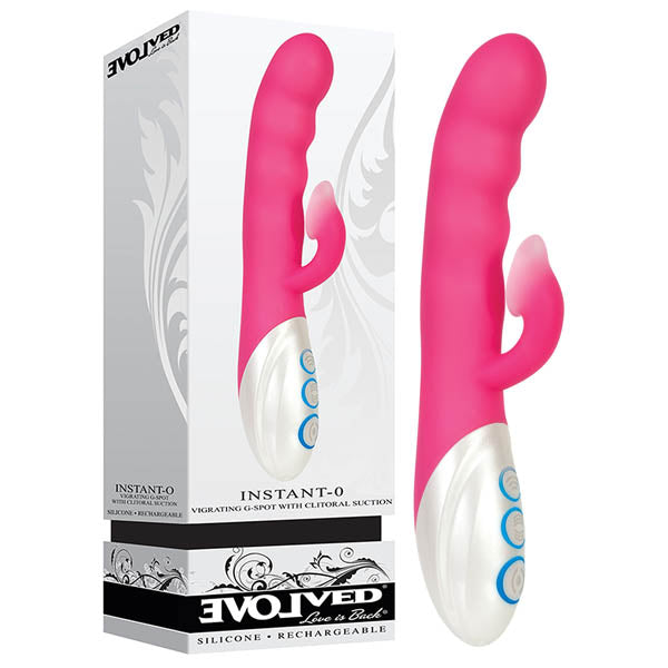 Instant-O - Pink 21.6 cm (8.5'') USB Rechargeable Vibrator with Clit Suction