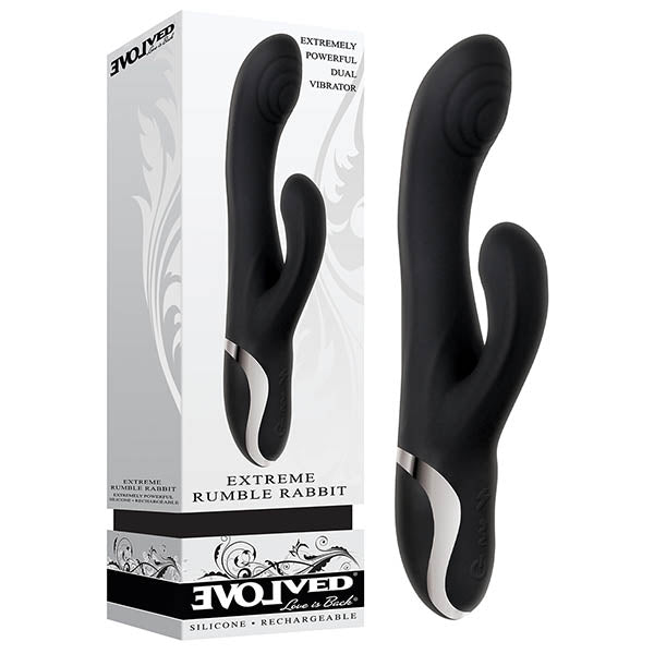 Extreme Rumble Rabbit - Black 22.9 cm (9'') USB Rechargeable Rabbit Vibrator