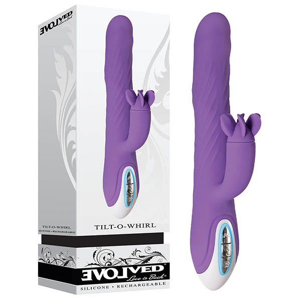 Evolved Tilt O Whirl -  USB Rechargeable Vibrator with Swirly Shaft and Flickering Clit Stim