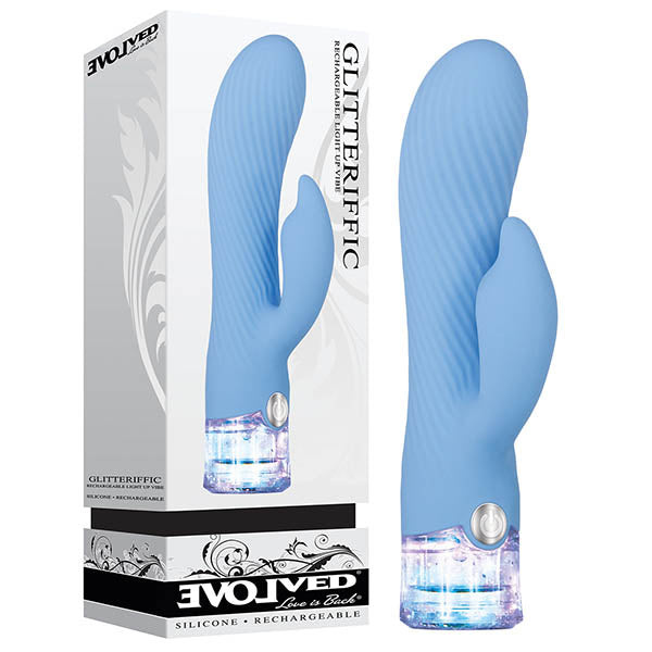 Evolved Glitteriffic - Blue 17.1 cm USB Rechargeable Rabbit Vibrator