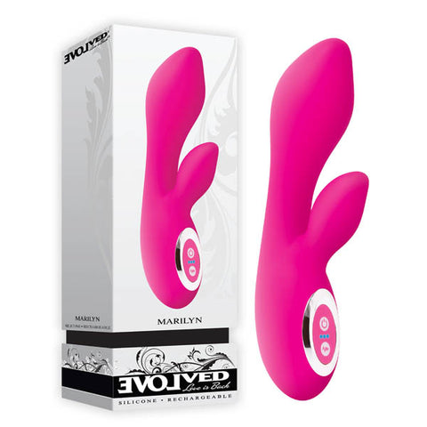 Marilyn - Pink 17.8 cm (7'') USB Rechargeable Vibrator with Clit Stimulator