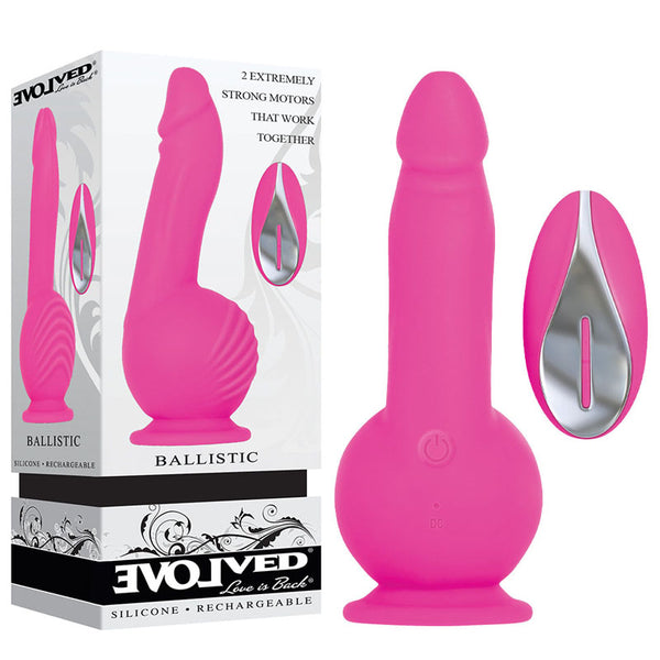 Evolved Ballistic -  19 cm USB Rechargeable Vibrating Dong with Balls Motor & Remote