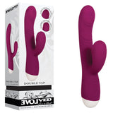 Evolved Double Tap - Burgundy Red 22.2 cm USB Rechargeable Rabbit Vibrator