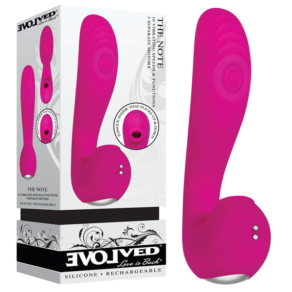 Evolved The Note -  16.3 cm USB Rechargeable Vibrator with Flicking Clit Stim