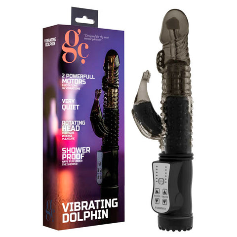 GC. Vibrating Dolphin - Black 22 cm Dolphin Pearl Vibrator