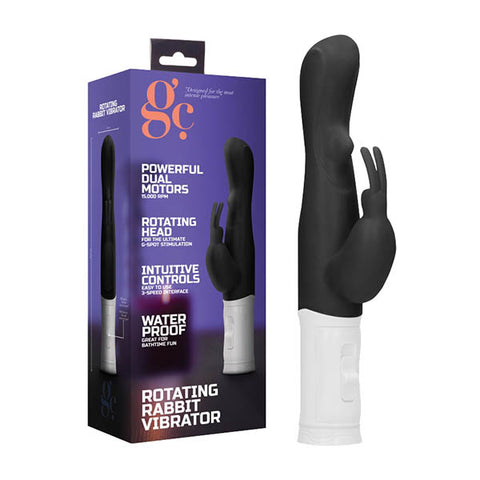 GC. Rotating Rabbit Vibrator - Black 22.2 cm Rabbit Vibrator