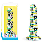 Collage Diamonds & Hearts, Curvy - White Patterned 17.8 cm Dildo