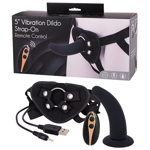 5'' Vibration Dildo Strap-On -  12.7 cm USB Rechargeable Vibrating Strap-On