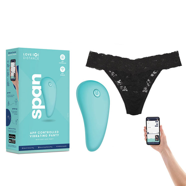 Love Distance SPAN WITH PANTY - Aqua Rechargeable Vibrating Panty with App Control