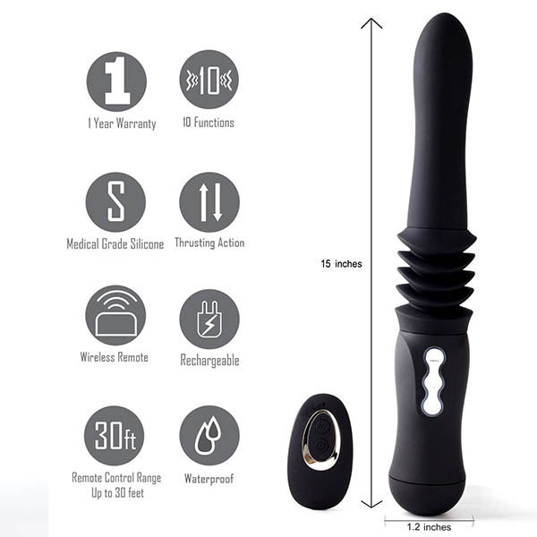 Maia Max -  38 cm USB Rechargeable Thrusting Vibrator