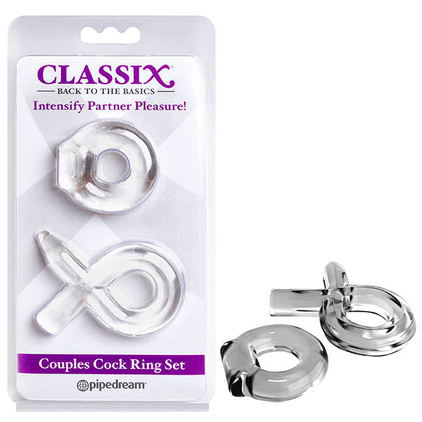 Classix Couples Cock Ring Set - Clear Cock Rings - Set of 2