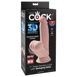 King Cock Plus 7'' 3D Cock with Swinging Balls -  17.8 cm Dong