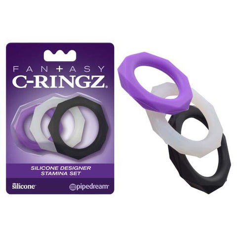 Fantasy C-Ringz Silicone Designer Stamina Set - Coloured Cock Rings - Set of 3 Sizes