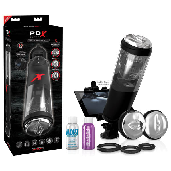 PDX Elite Mega-Bator - Rechargeable Masturbator with Mobile Device Holder