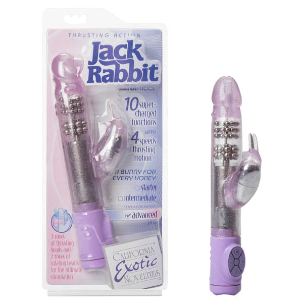 Thrusting Action Jack Rabbit - Glitter Purple 12 cm Thrusting Rabbit Pearl Vibrator