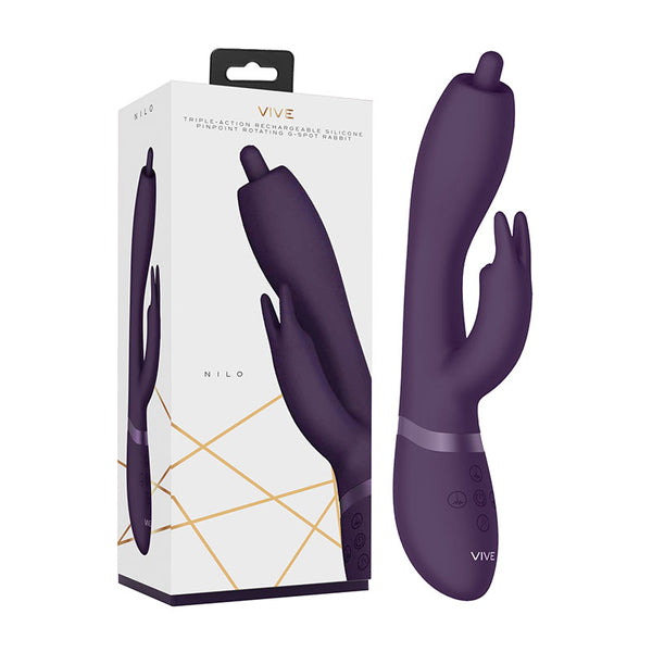 Vive Nilo -  22 cm USB Rechargeable Rabbit Vibrator with Swirling Tip